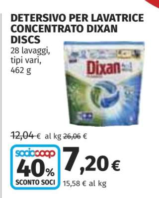 DETERSIVO PER LAVATRICE CONCENTRATO DIXAN DISCS