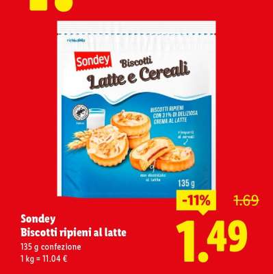 Sondey Biscotti ripieni al latte
