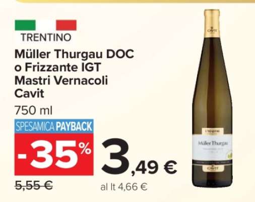 Müller Thurgau DOC o Frizzante IGT Mastri Vernacoli Cavit