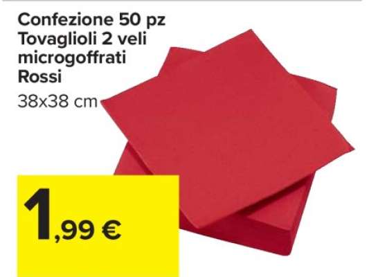 Confezione 50 pz Tovaglioli 2 veli microgoffrati Rossi