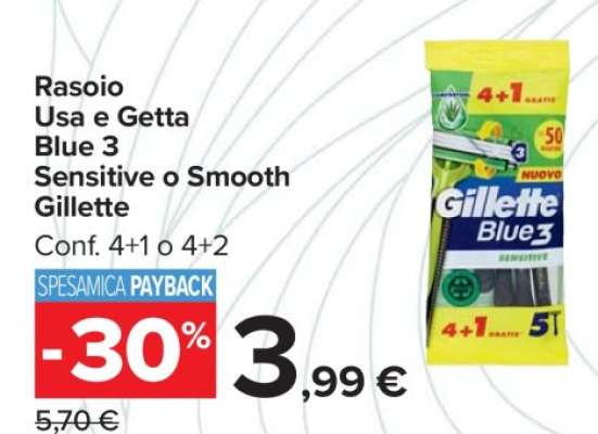 Rasoio Usa e Getta Blue 3 Sensitive o Smooth Gillette