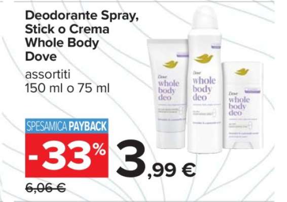 Deodorante Spray, Stick o Crema Whole Body Dove