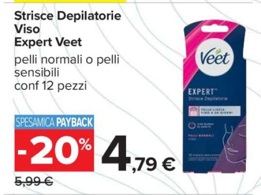 Strisce Depilatorie Viso Expert Veet