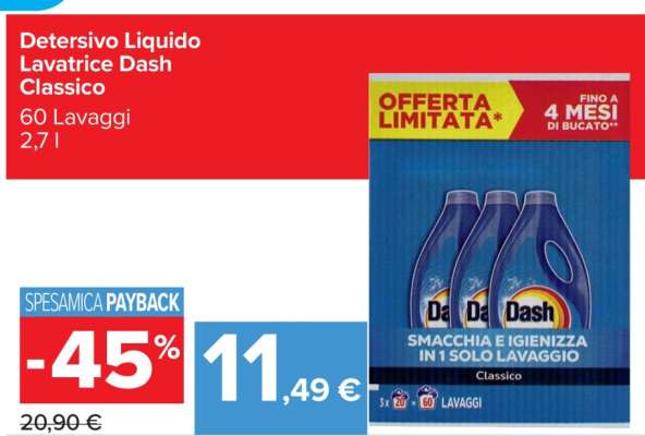Detersivo Liquido Lavatrice Dash Classico