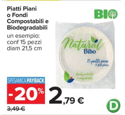 Piatti Piani o Fondi Compostabili e Biodegradabili