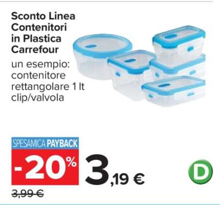 Sconto Linea Contenitori in Plastica Carrefour