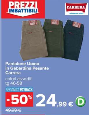 Pantalone Uomo in Gabardina Pesante Carrera