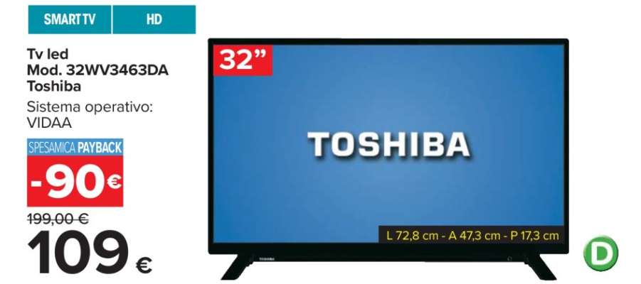 Tv led Mod. 32WV3463DA Toshiba