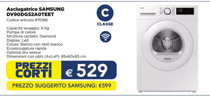 Asciugatrice SAMSUNG DV90DG52A0TEET