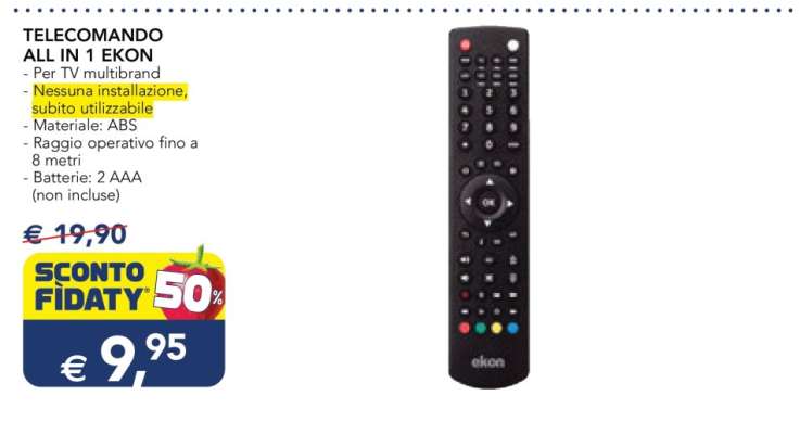 TELECOMANDO ALL IN 1 EKON