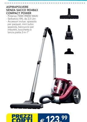 ASPIRAPOLVERE SENZA SACCO RO4B63 COMPACT POWER