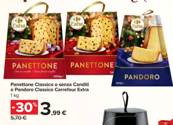 Panettone Classico o senza Canditi o Pandoro Classico Carrefour Extra