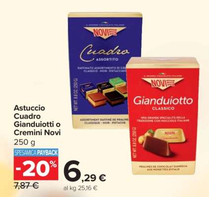 Astuccio Cuadro Gianduiotti o Cremini Novi