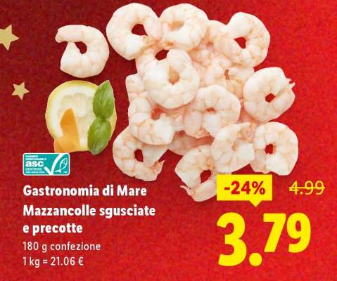 Gastronomia di Mare Mazzancolle sgusciate e precotte