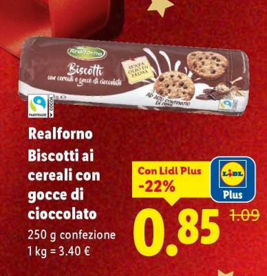 Realforno Biscotti ai cereali con gocce di cioccolato
