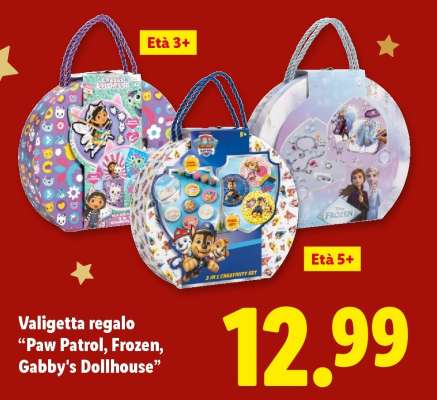 Valigetta regalo 'Paw Patrol, Frozen, Gabby's Dollhouse'