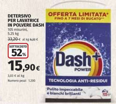 Detersivo per lavatrice in polvere Dash