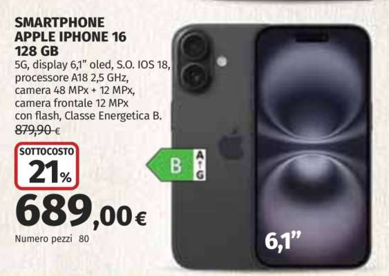 SMARTPHONE APPLE IPHONE 16 128 GB