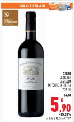 Syrah Lazio IGT Castello di Torre in Pietra