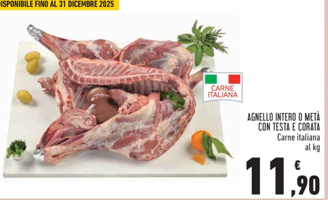 Agnello intero o metà con testa e corata