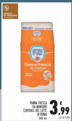 Panna Fresca da Montare Centrale del Latte di Roma