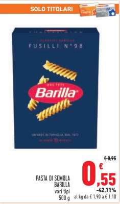 PASTA DI SEMOLA BARILLA