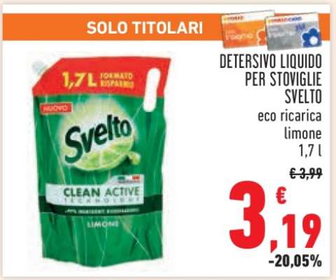 DETERSIVO LIQUIDO PER STOVIGLIE SVELTO