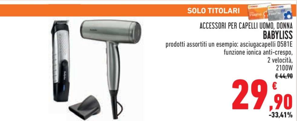 BABYLISS ACCESSORI PER CAPELLI UOMO, DONNA