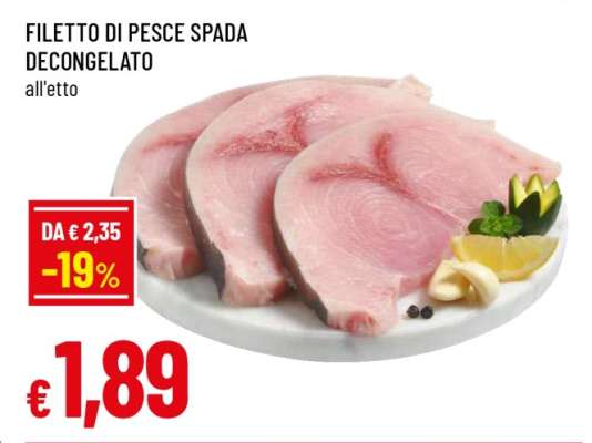 FILETTO DI PESCE SPADA DECONGELATO