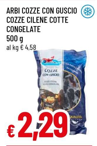 ARBI COZZE CON GUSCIO COZZE CILENE COTTE CONGELATE