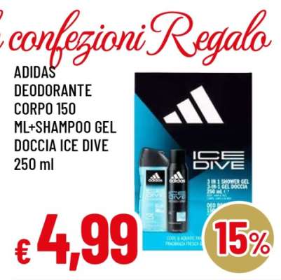 Adidas Deodorante Corpo 150 ml + Shampoo Gel Doccia Ice Dive 250 ml