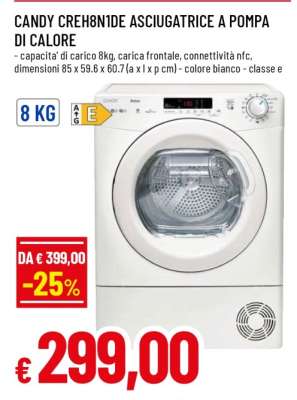 CANDY CREH8N1DE ASCIUGATRICE A POMPA DI CALORE