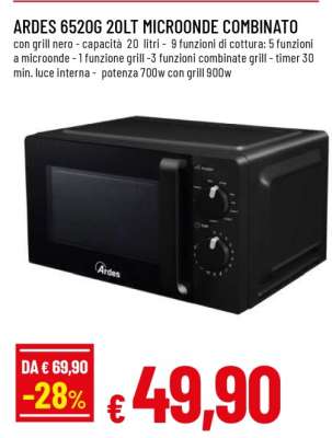 ARDES 6520G 20LT MICROONDE COMBINATO