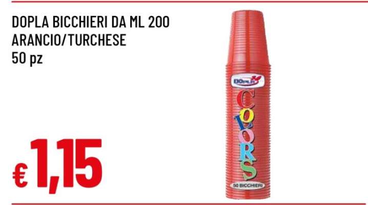 Dopla Bicchieri da ml 200 Arancio/Turchese