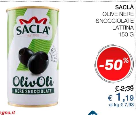 SACLÀ OLIVE NERE SNOCCIOLATE LATTINA