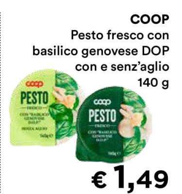 COOP Pesto fresco con basilico genovese DOP con e senz’aglio