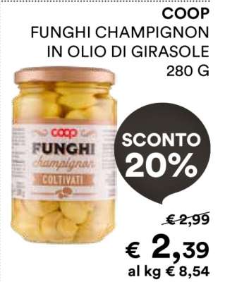 COOP FUNGHI CHAMPIGNON IN OLIO DI GIRASOLE 280 G