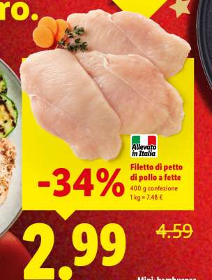 Filetto di petto di pollo a fette