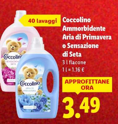 Coccolino Ammorbidente Aria di Primavera o Sensazione di Seta