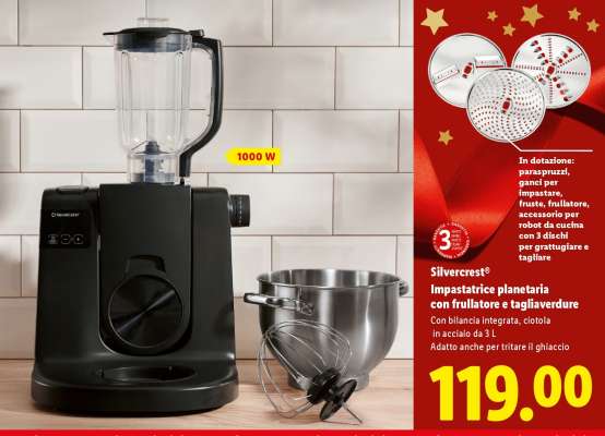 Silvercrest® Impastatrice planetaria con frullatore e tagliaverdure