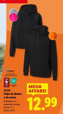 Crivit Felpa da donna o da uomo