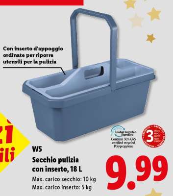 W5 Secchio pulizia con inserto, 18 L