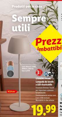 LIVARNO home Lampada da tavolo a LED ricaricabile