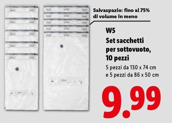 W5 Set sacchetti per sottovuoto, 10 pezzi