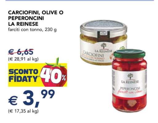 CARCIOFINI, OLIVE O PEPERONCINI LA REINESE