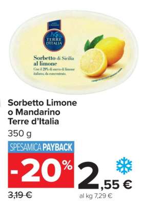 Sorbetto Limone o Mandarino Terre d’Italia