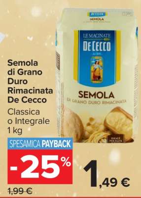 Semola di Grano Duro Rimacinata De Cecco