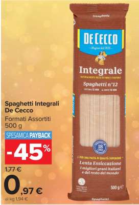 Spaghetti Integrali De Cecco