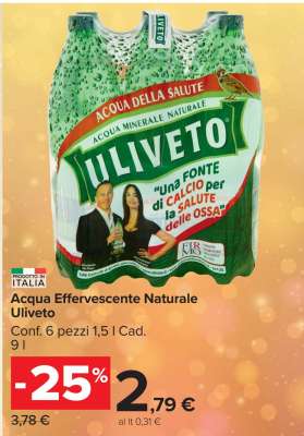 Acqua Effervescente Naturale Uliveto