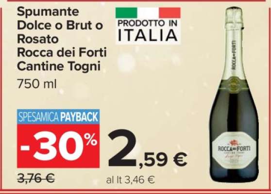 Spumante Dolce o Brut o Rosato Rocca dei Forti Cantine Togni